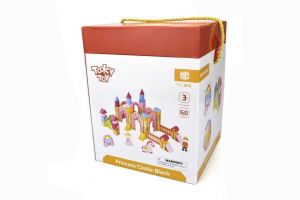 WOODEN PRINCESS CASTLE BLOCK 60 PCS ΤΕΜ.
