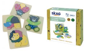 ΞΥΛΙΝΟ ΠΑΙΔΙΚΟ PUZZLE ΖΩΑΚΙΑ 24PCS ΓΙΑ 3+ ΕΤΩΝ SKAG    299640