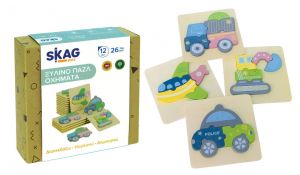 ΞΥΛΙΝΟ ΠΑΙΔΙΚΟ PUZZLE ΑΥΤΟΚΙΝΗΤΑ 26PCS ΓΙΑ 3+ ΕΤΩΝ SKAG  299664