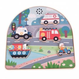 ΠΑΖΛ ΞΥΛΙΝΟ LUNA TOYS ΜΕ ΗXΟ ΟΧΗΜΑΤΑ 5ΤΜX. 21,5X2,6X21,5ΕΚ.