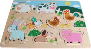 ΞΥΛΙΝΟ ΠΑΙΔΙΚΟ PUZZLE ΣΦΗΝΩΜΑΤΑ FARM ANIMAL 9PCS ΓΙΑ 1+ ΕΤΩΝ IWOOD W11006